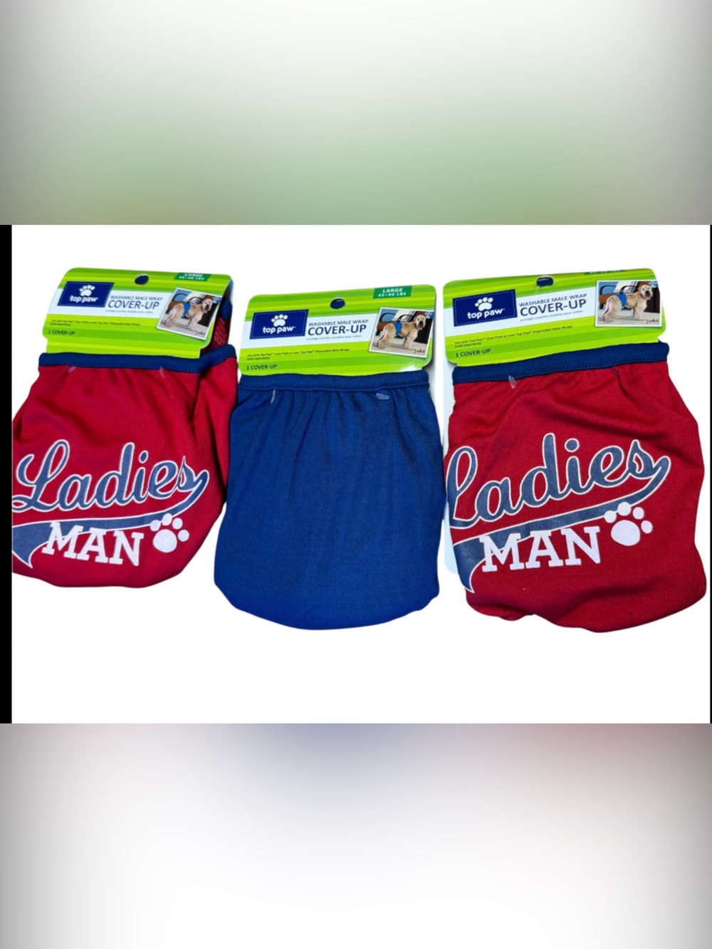 NWT TOP PAW Male Dog Cover Up Washable Wrap Diaper Belly Band bundle of 3 SZ L